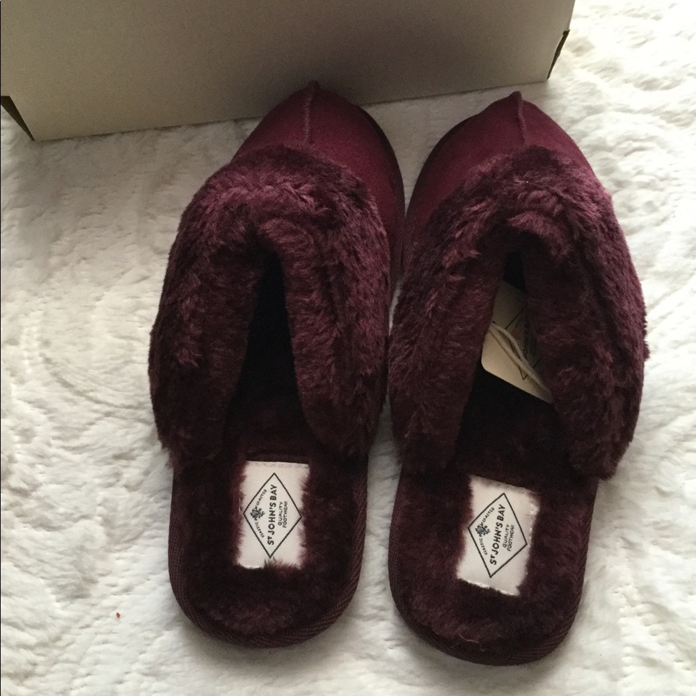 St. John’s Bay Burgundy Suede Scuff Slippers